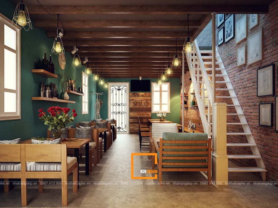 thiết kế quán cafe phong cách Vintage